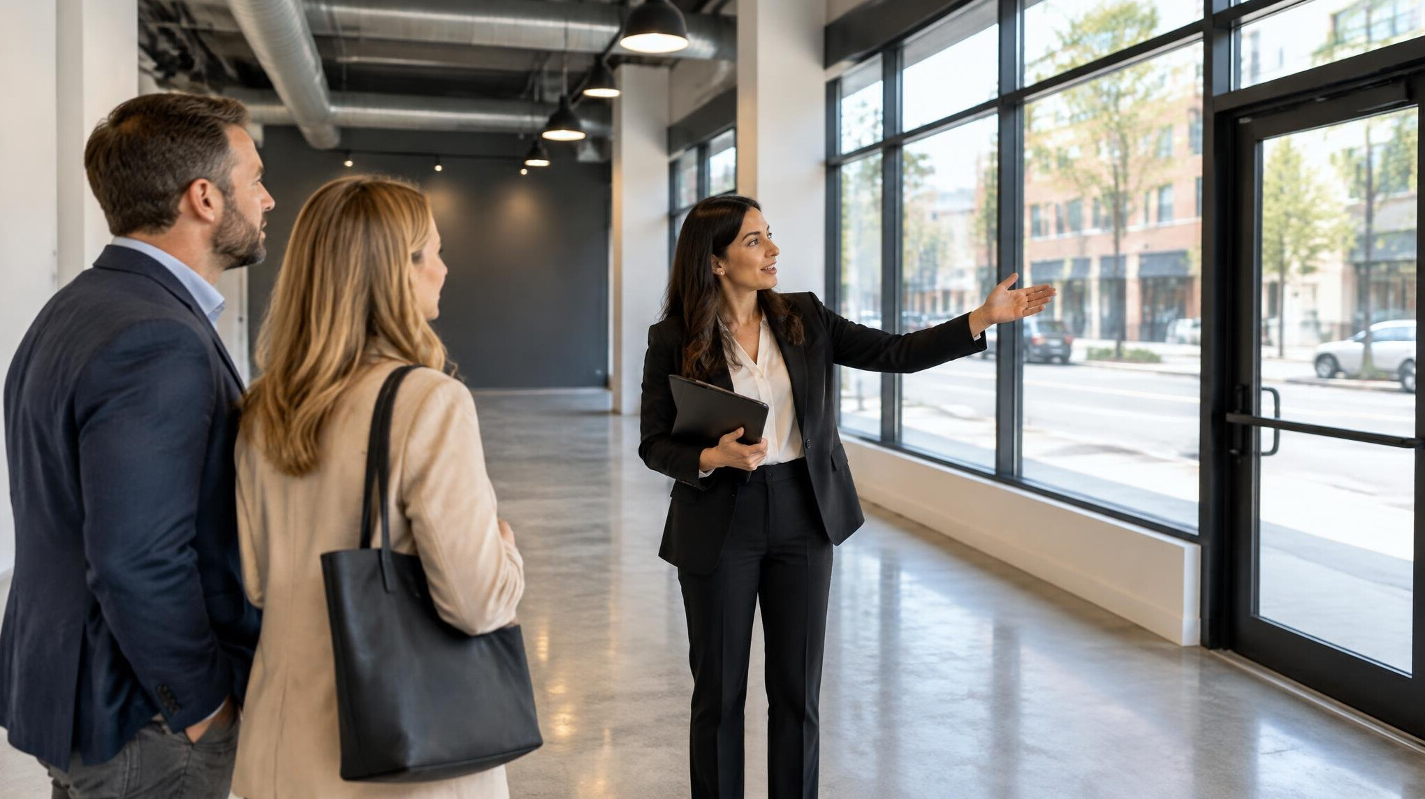 real estate agent showing store